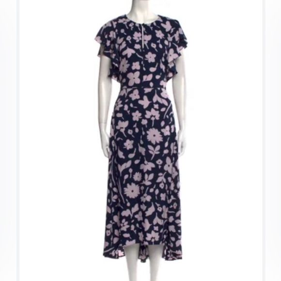 Kate Spade Navy and Pink Floral Midi Dress - Picture 1 of 8
